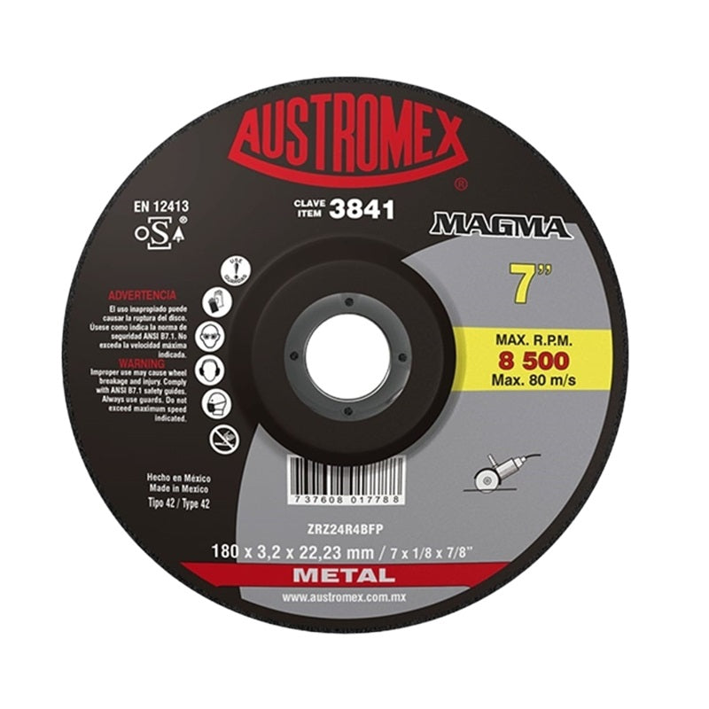 Disco Corte Metal 3841 7" 180X3.2X22.3 Austromex