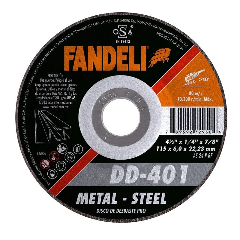 Disco Desbaste Metal 4 1/2" 72950 Metal Pro Fandeli