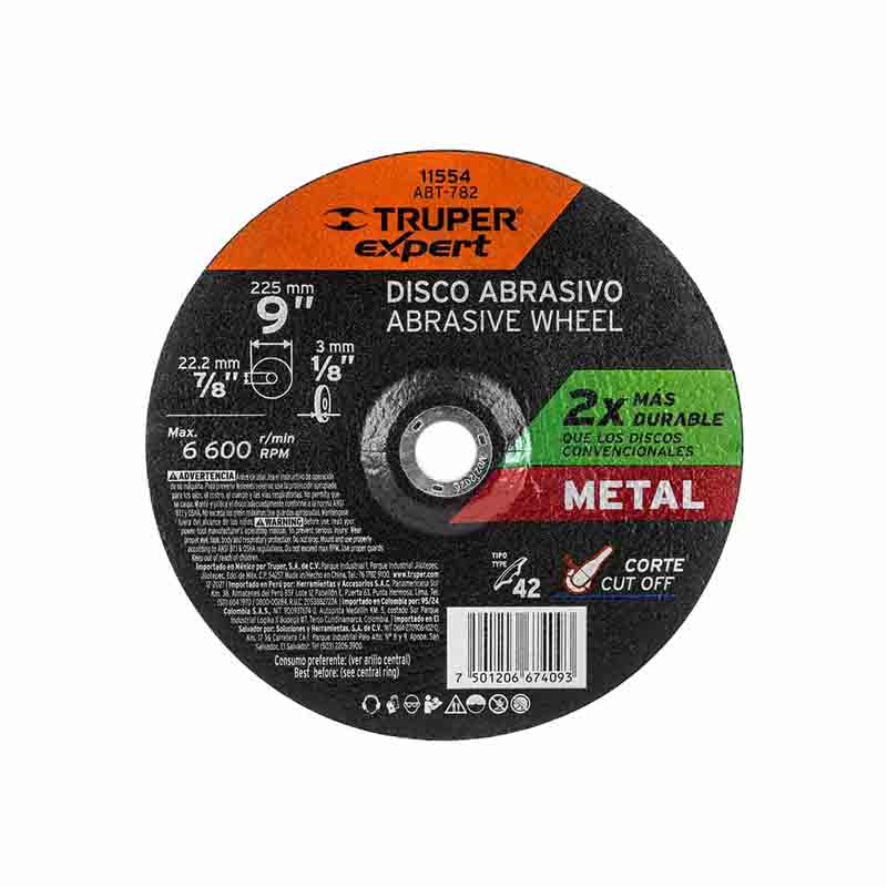 Disco Corte Metal 1/8X9" Alta Rendimiento Abt-782 Truper